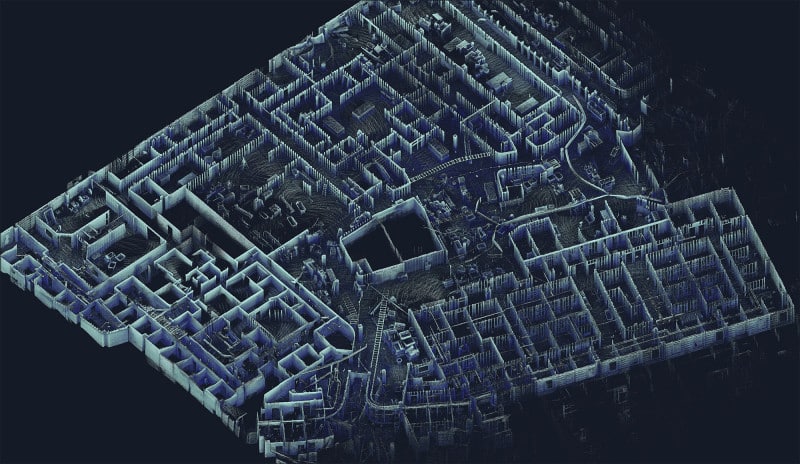 A 3D floor plan of a worksite