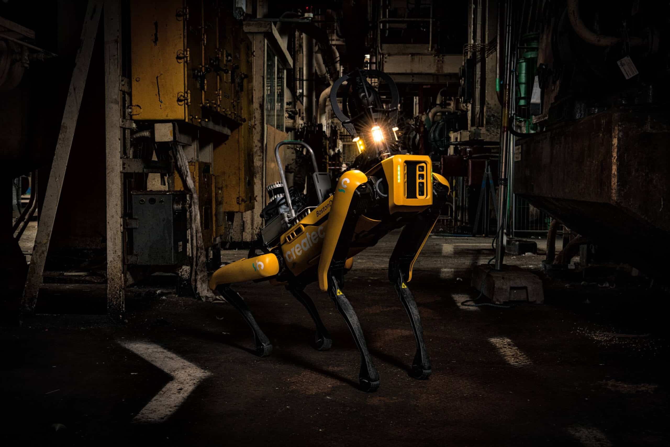Spot with inspection payloads in a decommissioned nuclear facility